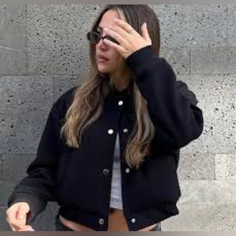Zara Black Bomber Jacket for Women